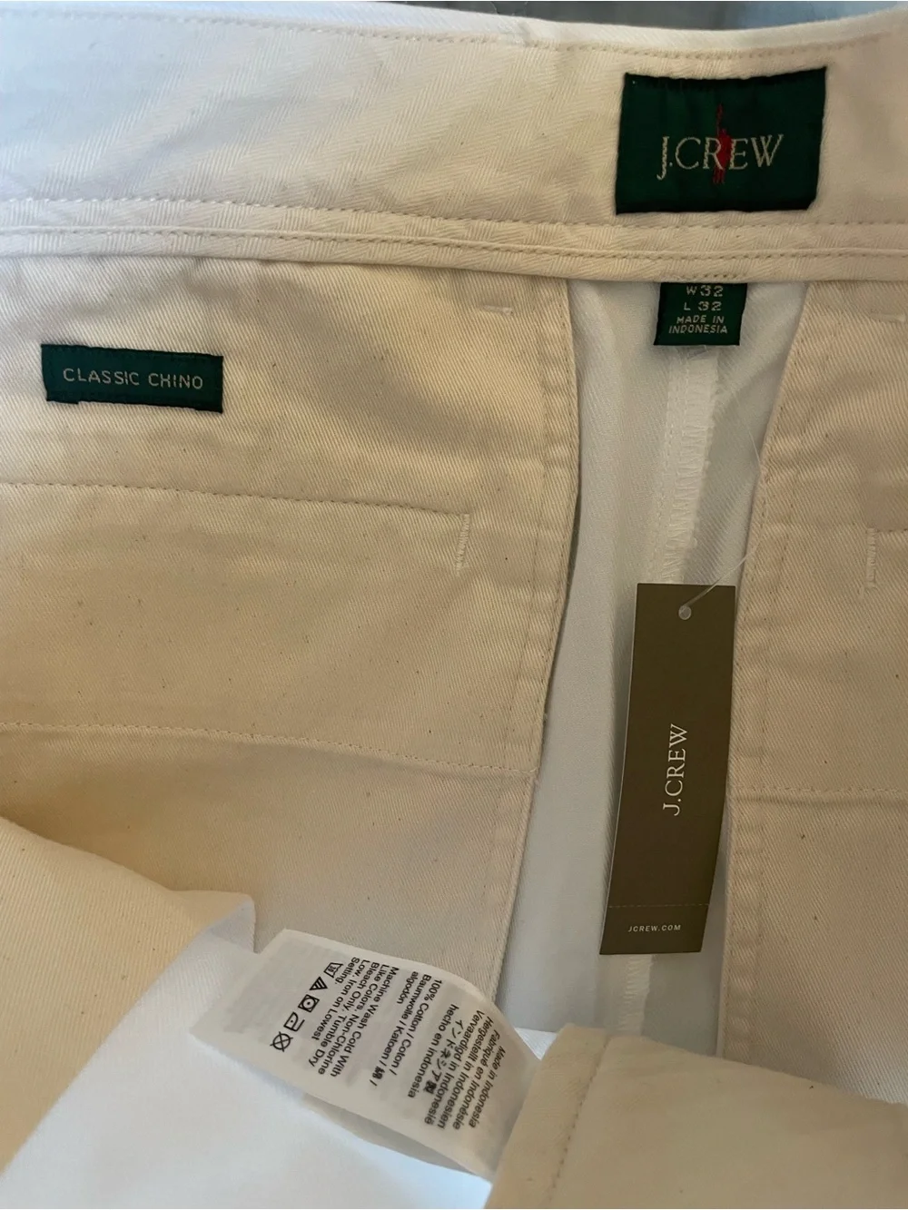 J. CREW Classic chino pant in White Size 32/32 NWT $98 BE611